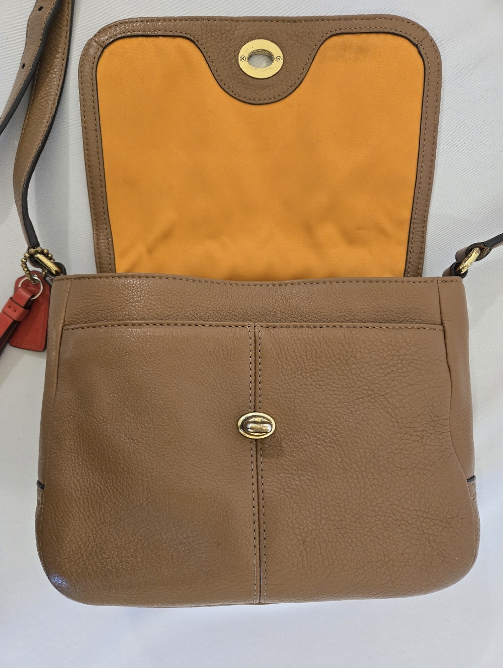 Coach Leather Crossbody Shoulder Bag in Camel - Picture 8 of 16